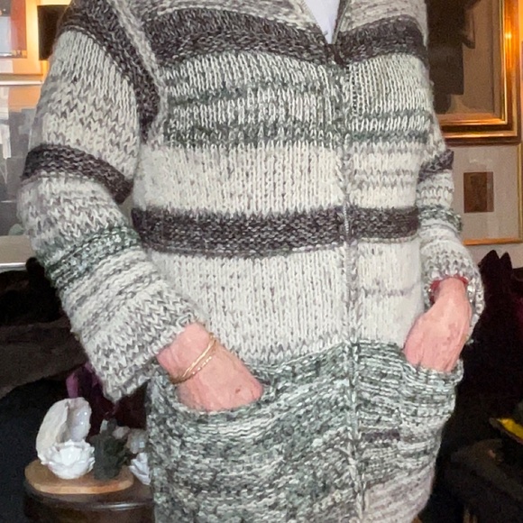 Isabel Marant Etoile Persan Cardigan Zip Up Ivory Thick Hooded Sweater Sz EU 38 - Picture 2 of 13